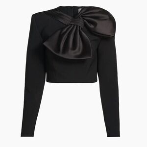 New Ronny Kobo Arlet Bow Long-Sleeve Crop Top Size Medium